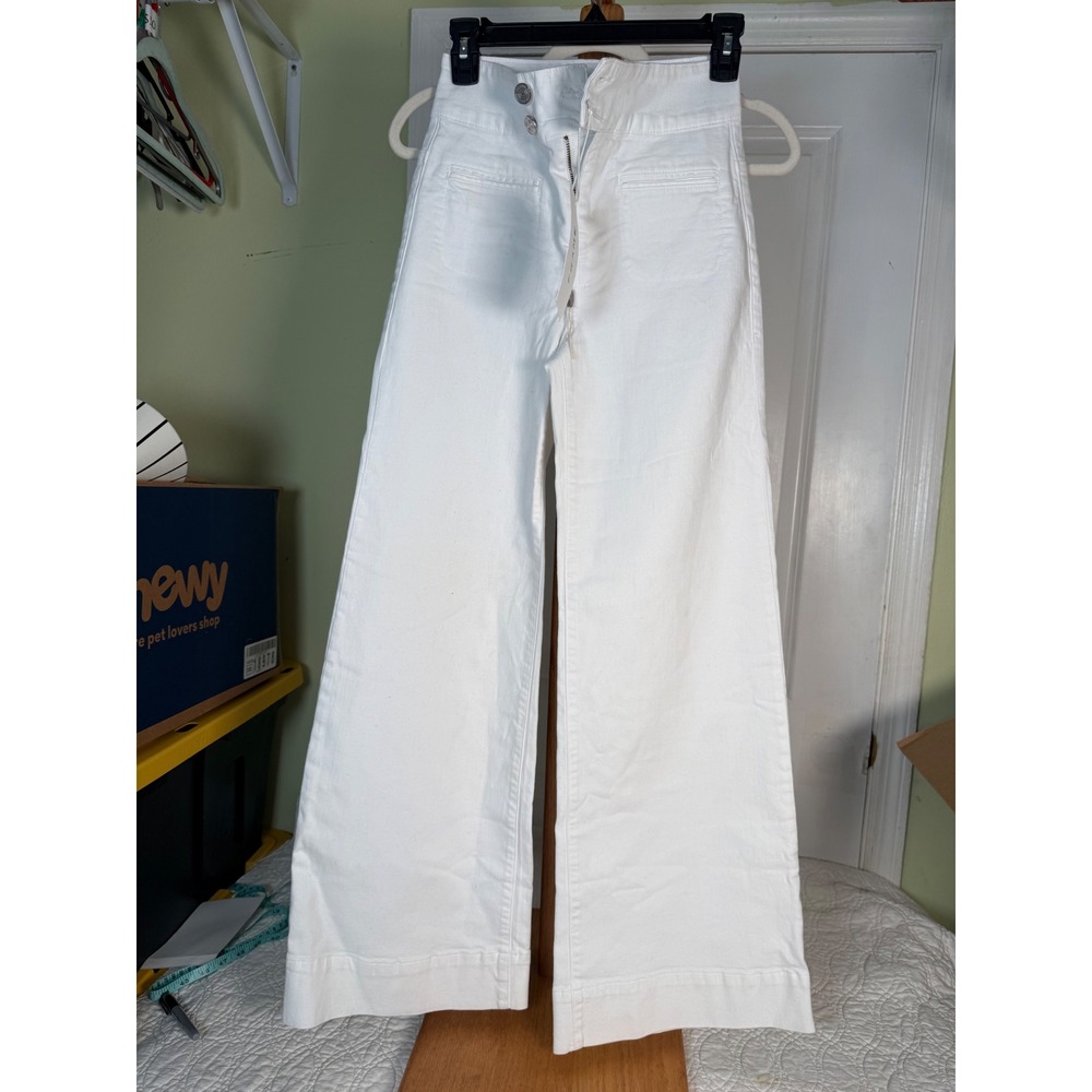 FRAME White High Rise Wide Leg Denim Trousers Jeans Size 24 NWT